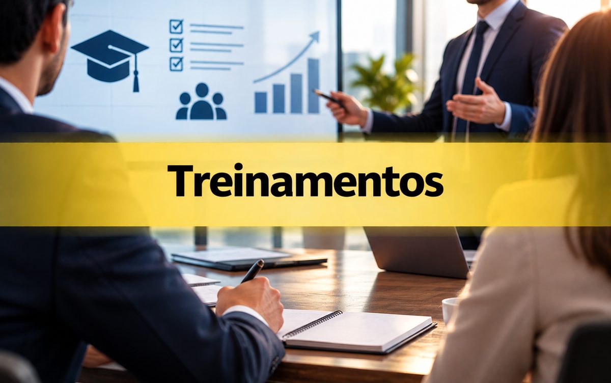 Treinamentos: instrutor apresentando para uma equipe